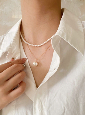 Willa｜珍珠叠戴项链ins超仙小众双层吊坠项链简约气质颈链锁骨链