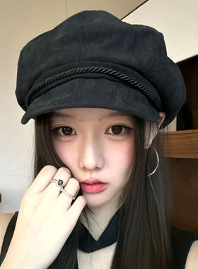 日系云朵贝雷帽子女秋季文艺复古百搭八角帽时尚简约显脸小报童帽