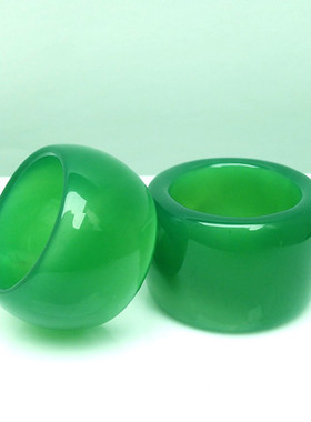 天然绿玛瑙玉扳指玛瑙绿玉髓玉石