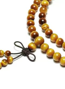 天然黄虎眼石佛珠手链虎晴石多圈