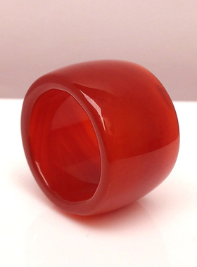 正品红玛瑙扳指巴西冰种情侣款