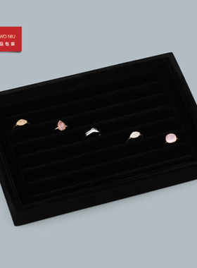 pu戒指 耳钉 绒布展示托盘 盒子首饰展示 五色可选 红色戒指盘