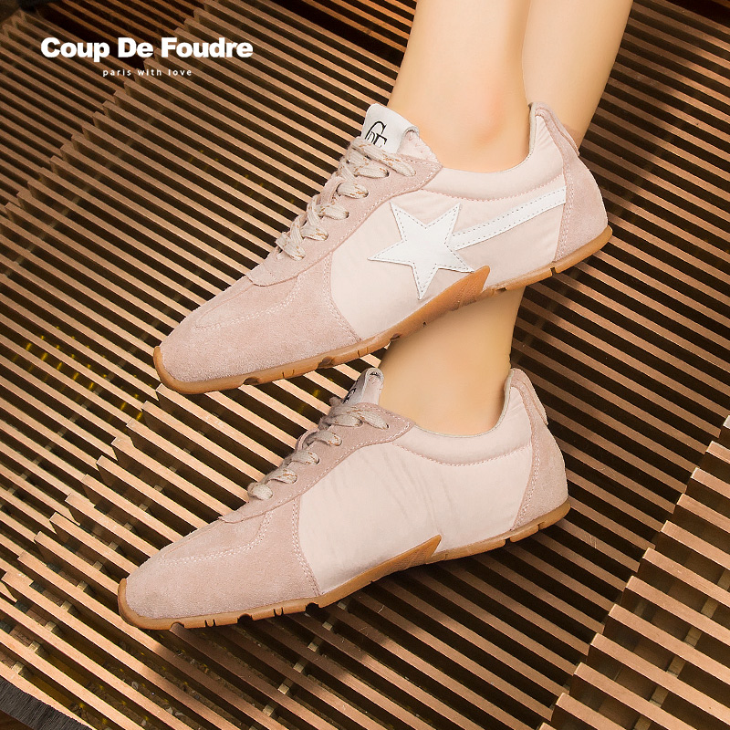 CDF女鞋2025春季新款时尚百搭韩系撞色德训鞋圆头轻便复古休闲鞋 - 图3