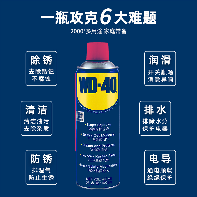 WD40除锈剂金属不锈钢铁钢筋除锈润滑油WD-40强力去锈防锈油喷剂 - 图0