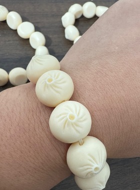 象牙果雕刻配饰包子小笼包DIY菩提果手串超萌可爱配饰手持配件