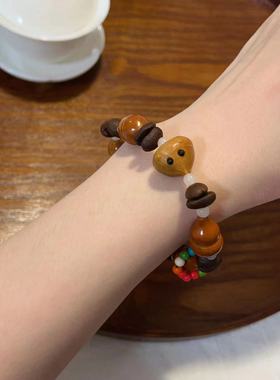 新款橄榄核葫芦手链搭配咖啡豆蒸蒸日上的包子文玩时尚手链