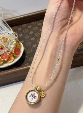 五路财神唐卡项链 小众风手作好看女生文玩手串配饰品 可以换吊坠