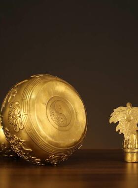 铜葫芦摆件四季平安福寿黄铜开盖葫芦大号招财客厅办公室装饰礼品