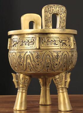 工厂圆鼎铜鼎摆件黄铜鼎盛千秋办公室客厅招财开业礼品工艺品