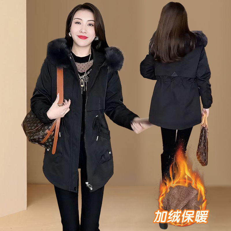 加绒加厚保暖防寒派克服女装2025冬季新款小个子毛领棉服连帽外套,淘宝优惠券,粉丝福利购,淘宝优惠卷