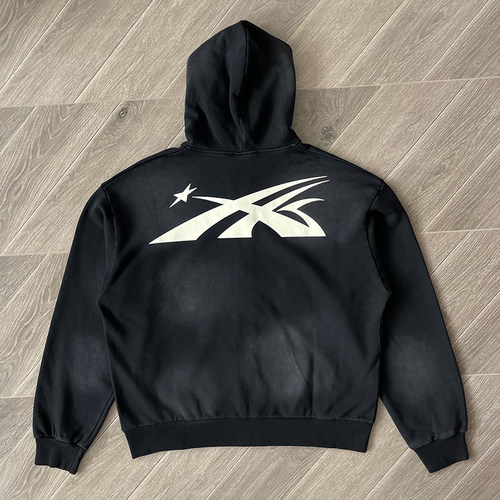 Hellstar  Studios Sports Zip Up Hoodie大logo洗水纯棉拉链卫衣 - 图2