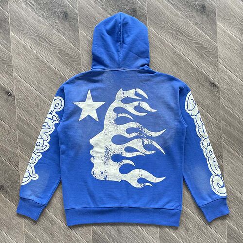 Hellstar Studios Blue Yoga Hoodie pants 洗水拼接休闲卫衣长裤 - 图2