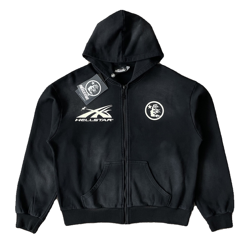 Hellstar  Studios Sports Zip Up Hoodie大logo洗水纯棉拉链卫衣 - 图3