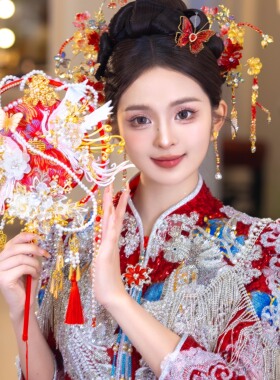 红色团扇新娘结婚材料包diy