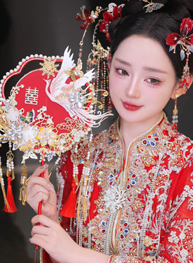红色团扇新娘结婚材料包diy