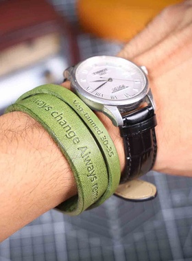 2025秋冬真皮手工情侣手环简约复古意大利头层牛皮日系植鞣牛皮