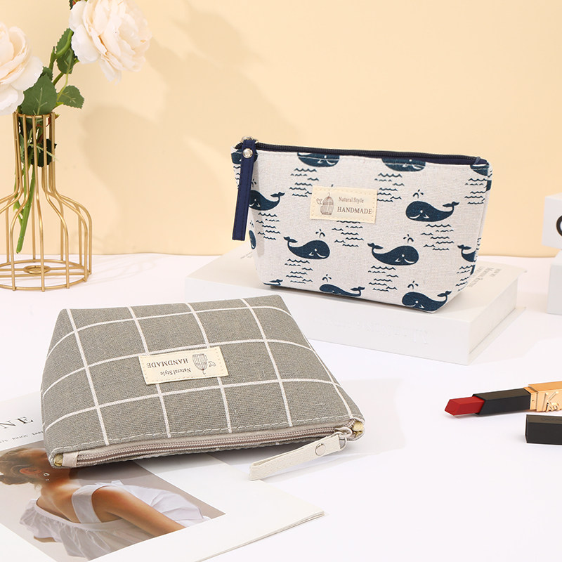 多功能帆布化妆包便携外出布艺拉链洗漱袋女士钥匙手机零钱收纳袋,淘宝优惠券,粉丝福利购,淘宝优惠卷