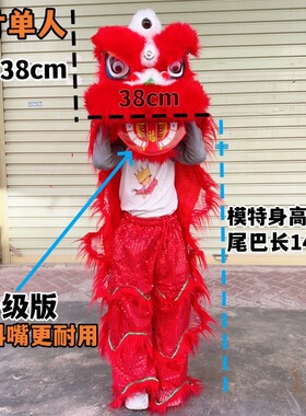幼儿眨眼舞狮羊毛双人儿童舞狮子全套单人眨眼塑料醒狮表演小狮子
