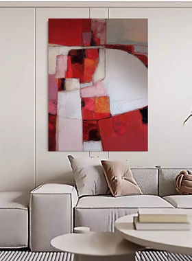 现代玄关手绘油画《永结》抽象肌理感客厅沙发酒店装饰画卧室挂画