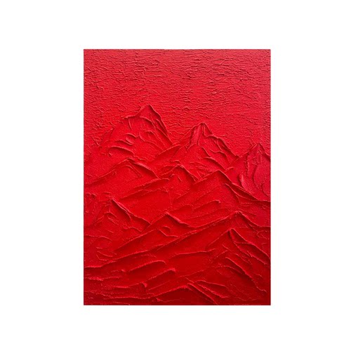 MHD手绘油画《锦绣山河》沙发抽象肌理红色客厅装饰画高级酒店画 - 图3