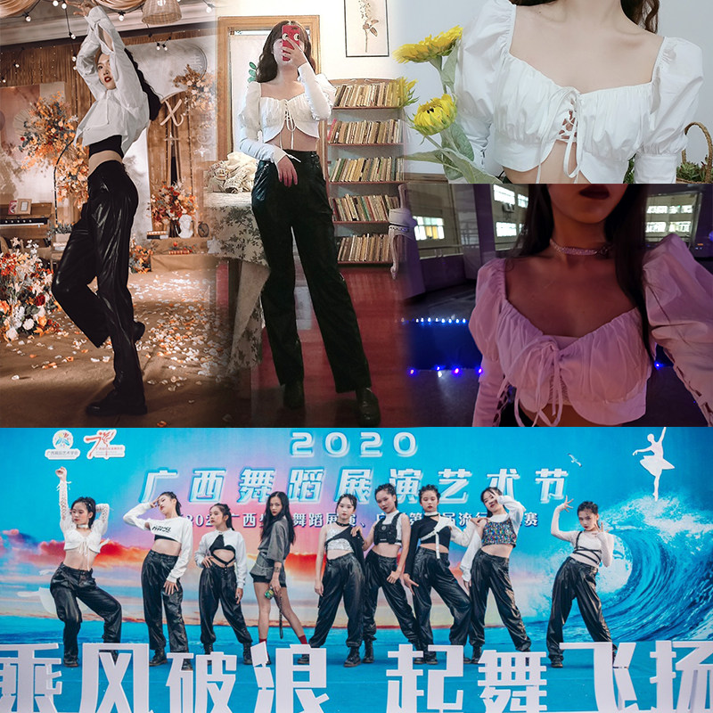 blackpink青春有你2lisa同款爵士舞嘻哈演出露脐上衣工装皮裤套装,淘宝优惠券,粉丝福利购,淘宝优惠卷