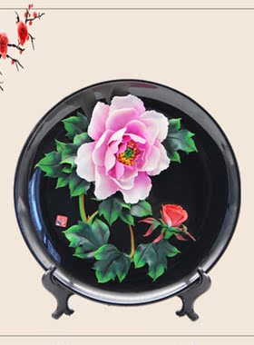 牡丹雕盘 手工制作车载摆件软陶DIY创意生日礼物陶泥公仔装饰品可
