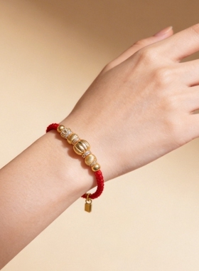 原创设计 S925纯银红绳时来运转珠好运平安本命年送礼物手工手饰