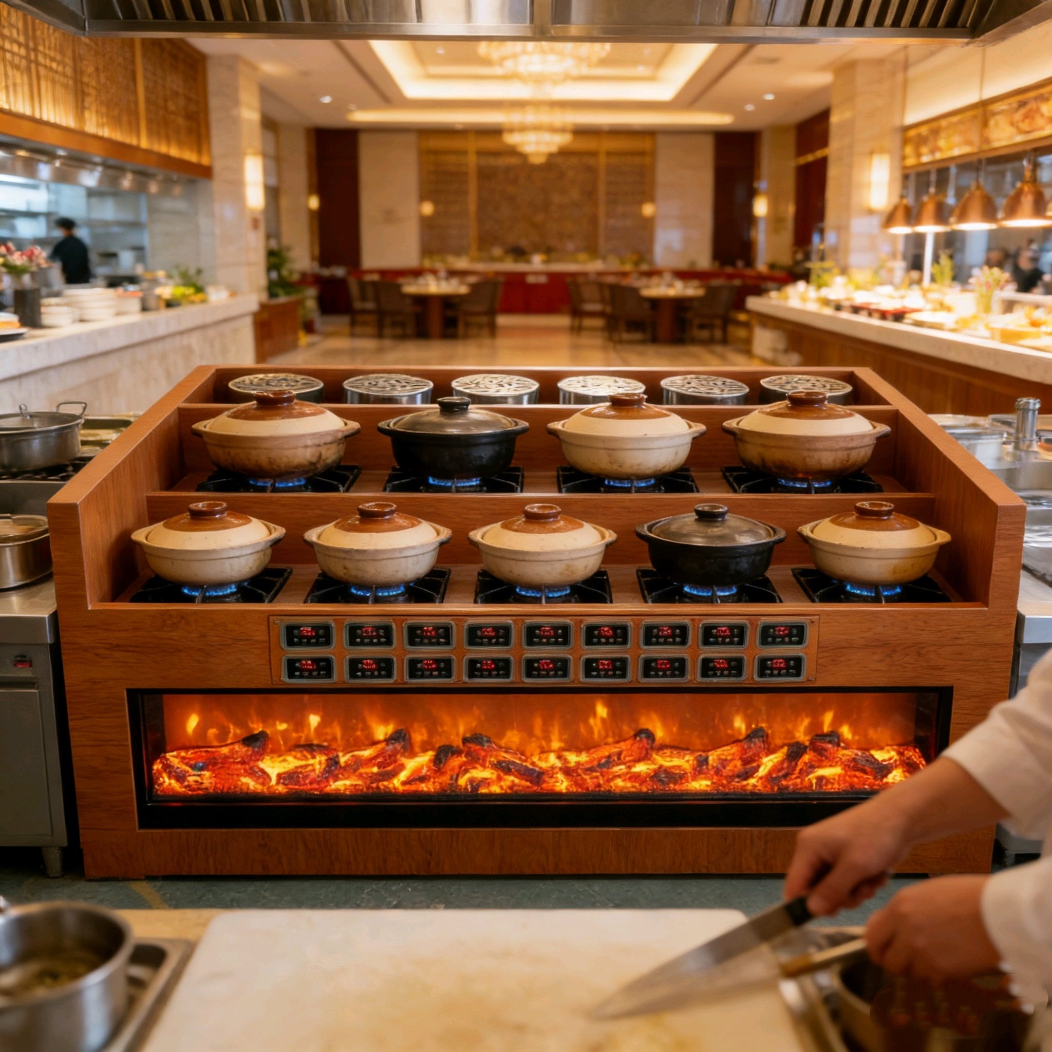 明档阶梯煨汤炉商用网红德酒店煲汤炉养生瓦罐尚电木炭炖汤炉子仕,淘宝优惠券,粉丝福利购,淘宝优惠卷