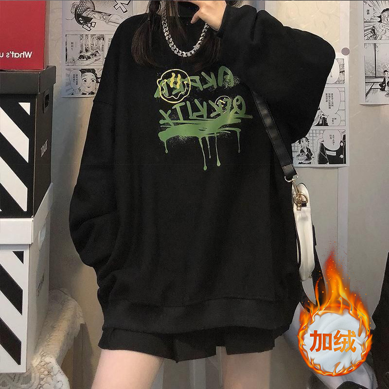 Lusy 圆领卫衣女2023年新款秋冬加绒设计感小众慵懒oldschool潮牌_曼顺家_女装/女士精品 Lusy 圆领卫衣女2023年新款秋冬加绒设计感小众慵懒oldschool潮牌_曼顺家_女装/女士精品