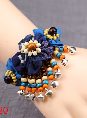 新款流行饰品手环女蓝染手链云南特色手串丽江民族风扎染布艺手绳