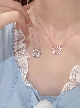 「蝴蝶花环」纯银s999项链女生轻奢小众设计锁骨链送女友生日礼物