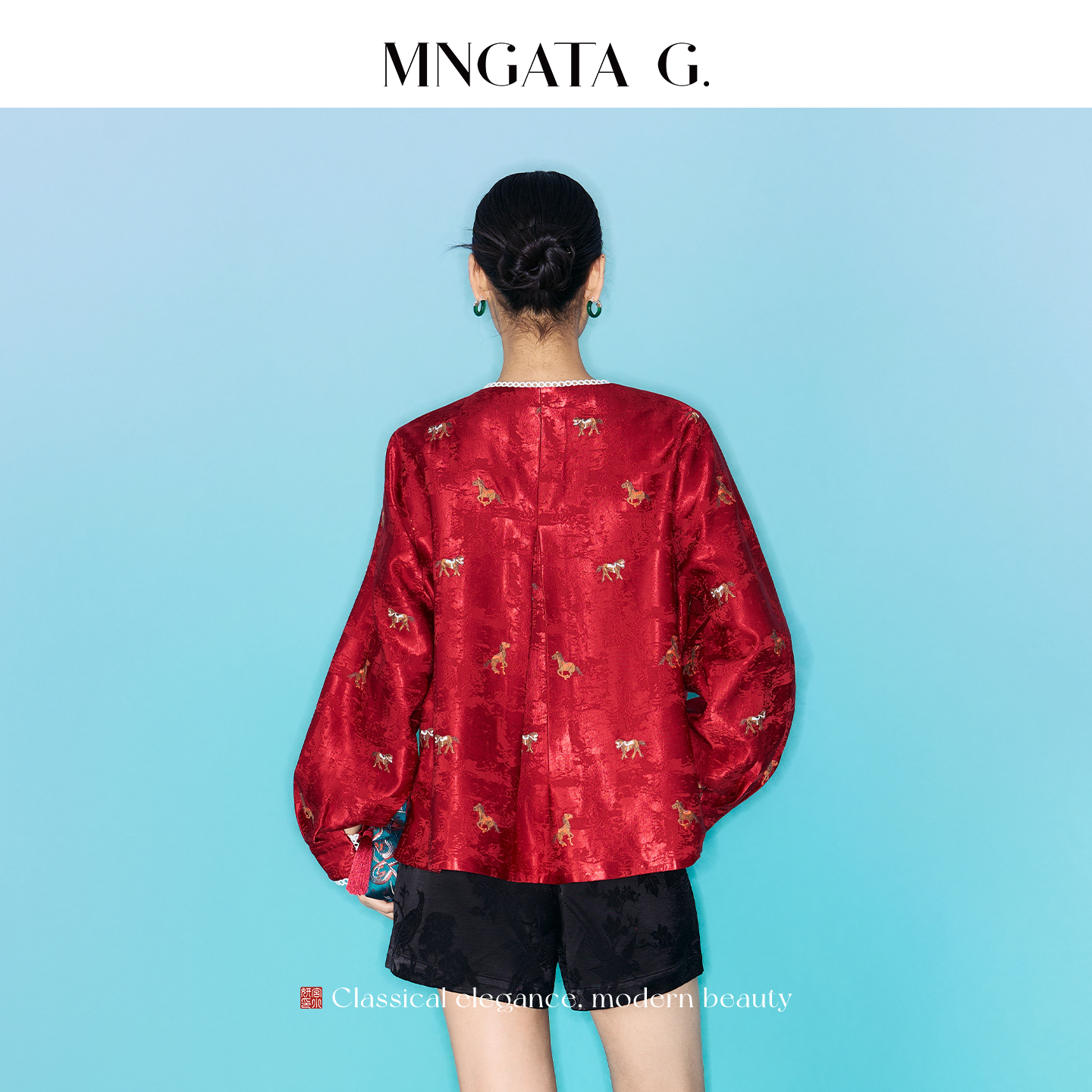 宫小妍  【福龙马】新中式国风长袖上衣6010607,淘宝优惠券,粉丝福利购,淘宝优惠卷