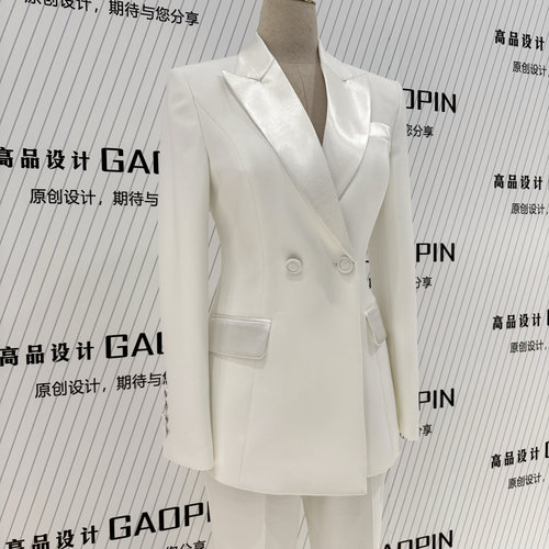 2026春秋新款白色西装套装女职业修身显瘦面试活动宴会主持人西服 - 图0