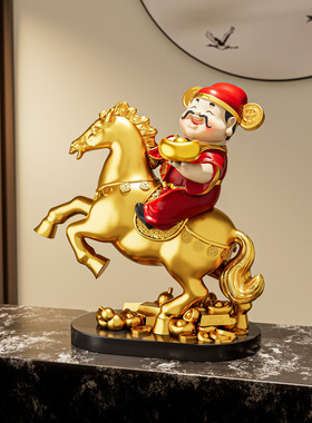新中式马上有钱财神爷装饰摆件