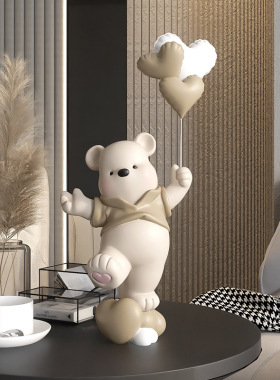 奶油风气球熊桌面摆件