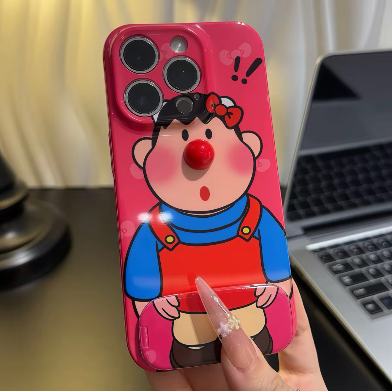 红鼻胖虎适用iPhone16promax手机壳苹果13菲林14华为p70卡通vivox200小米15镜面支架oppo红米k80硬壳12新款11 - 图1