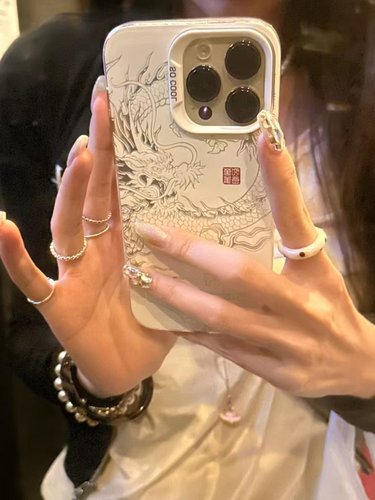 中国龙适用iPhone14promax苹果13手机壳12promax/11时尚彩银16全包xs高级感17pro防摔个性15promax创意保护套 - 图2