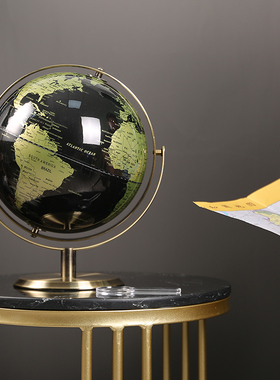 地球仪摆件创意双轴黑金