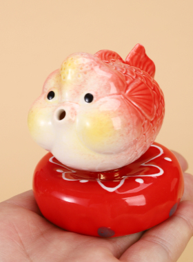 陶瓷好运锦鲤转转鱼摆件装饰品