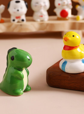 卡通陶瓷小动物解压摆件迷你桌面