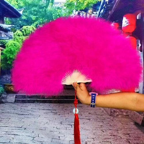 特级加厚羽毛扇子网红旗袍走秀  折扇舞蹈道具舞台表演白色羽毛扇 - 图0