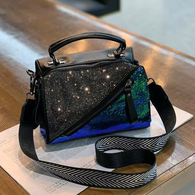 宽带烫钻手提包2025新款镶钻小方包女包时尚潮流亮片单肩包斜挎包,淘宝优惠券,粉丝福利购,淘宝优惠卷