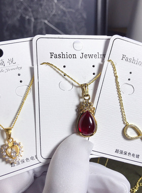 日韩国保色气质微镶锆石项链