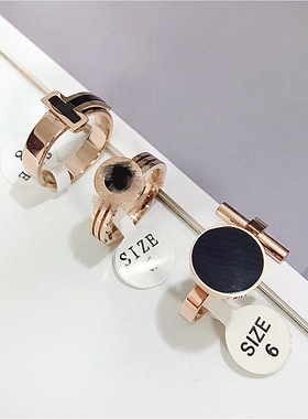 钛钢戒指女日韩版玫瑰金不个性