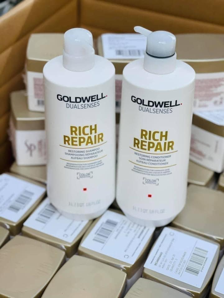 德国版正品沙龙装GOLDWELL歌薇蒂仙柔顺染烫受损修复洗发水护发素 - 图1