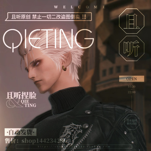 【且听】余寒 最终幻想14FF14 捏脸数据脸型 精灵族男精森林白皮 - 图2