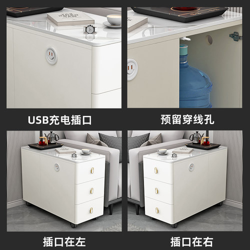 轻奢沙发边柜侧边柜小户型可移动家用茶几简约现代岩板客厅小边几 - 图3