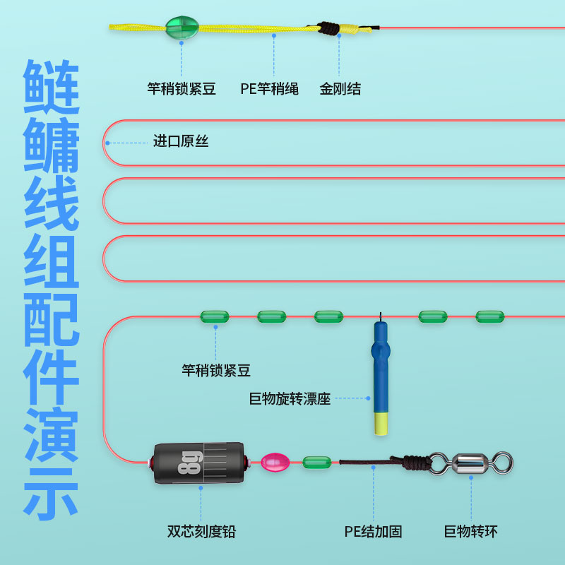 鲢鳙主线组成品钓鱼线组台钓正品大物绑好鱼线线组全套可定制套装