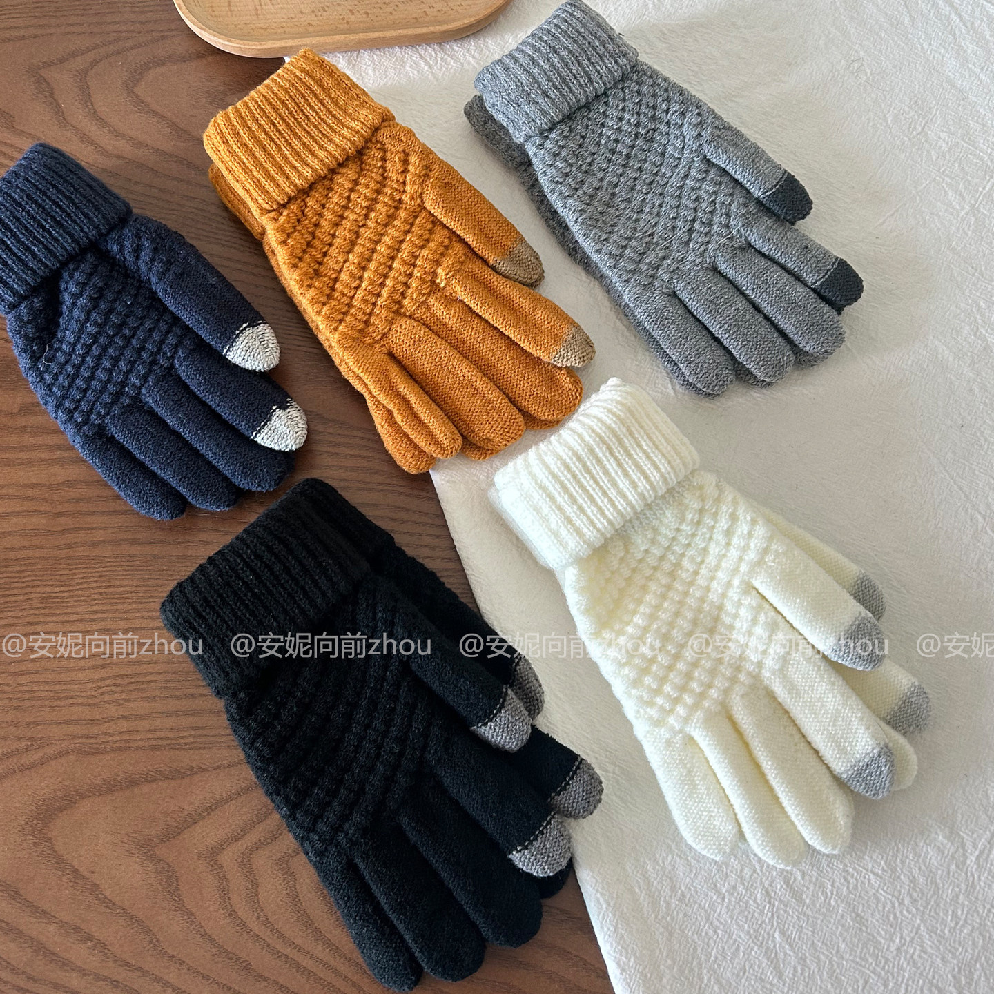 好看不臃肿/ins骑车防寒保暖毛绒可爱学生触屏全指手套女冬天开车