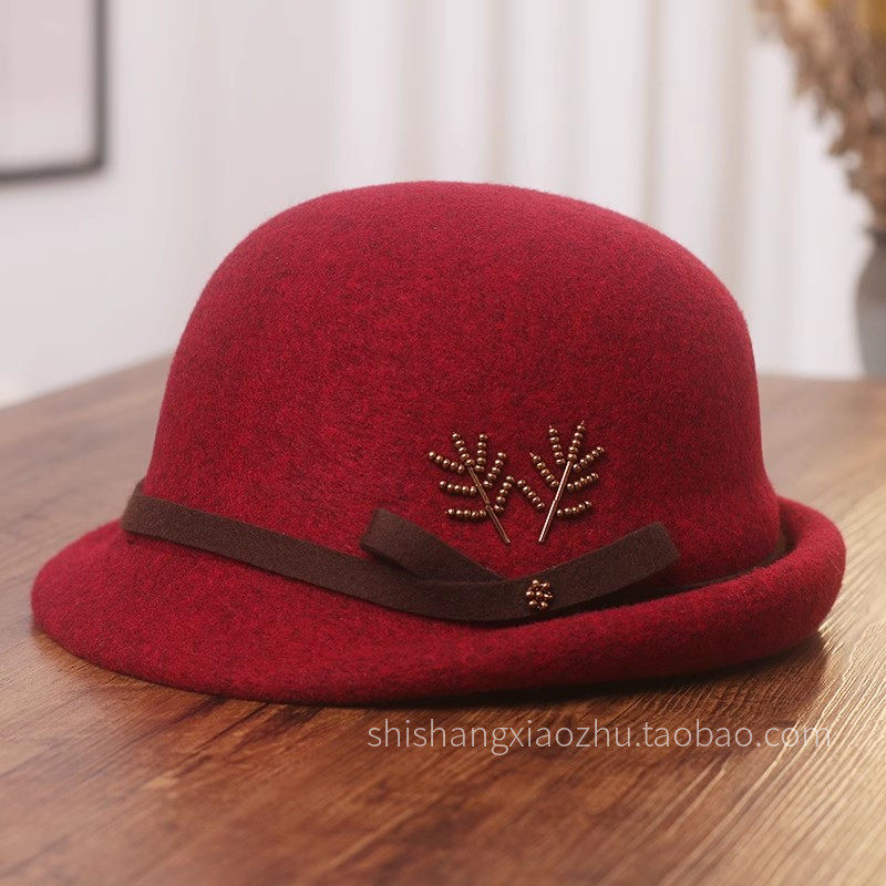 帽子女秋冬高品质羊毛呢卷边礼帽优雅复古贝雷帽气质百搭保暖盆帽,淘宝优惠券,粉丝福利购,淘宝优惠卷
